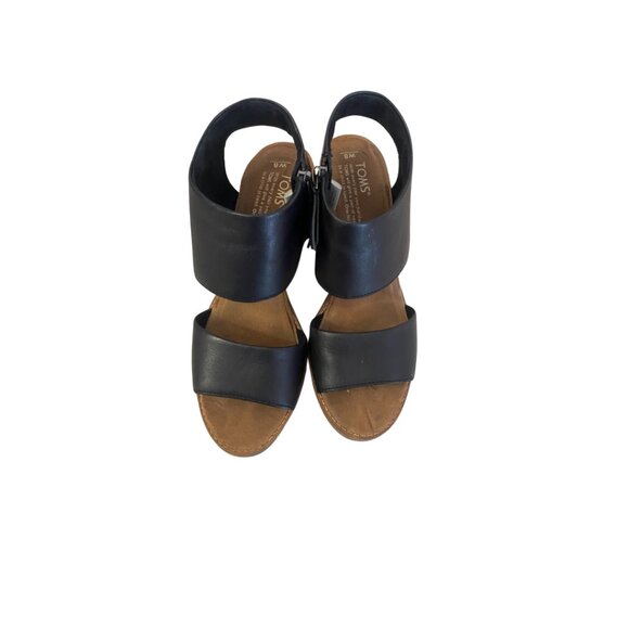 Toms Chunky Heel Black and Tan Womens Size 8 - Picture 3 of 4